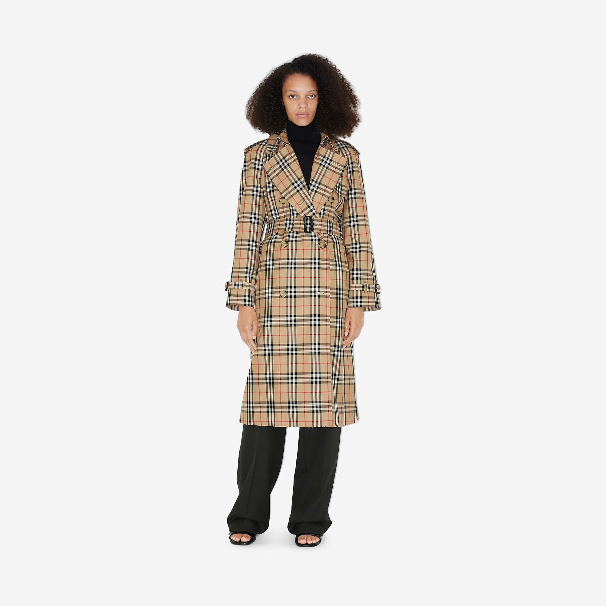 コート Burberry Check Cotton Trench Coat Burberry Check-Pattern Cotton Trench Coat In Brown - 36% Off