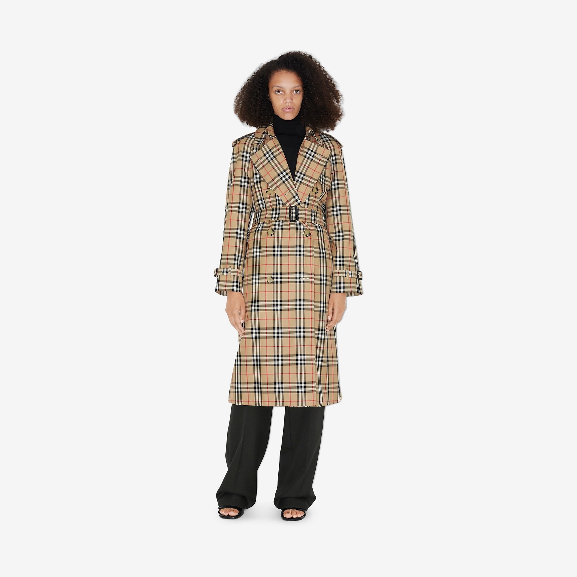 Check Cotton Gabardine Trench Coat - 2