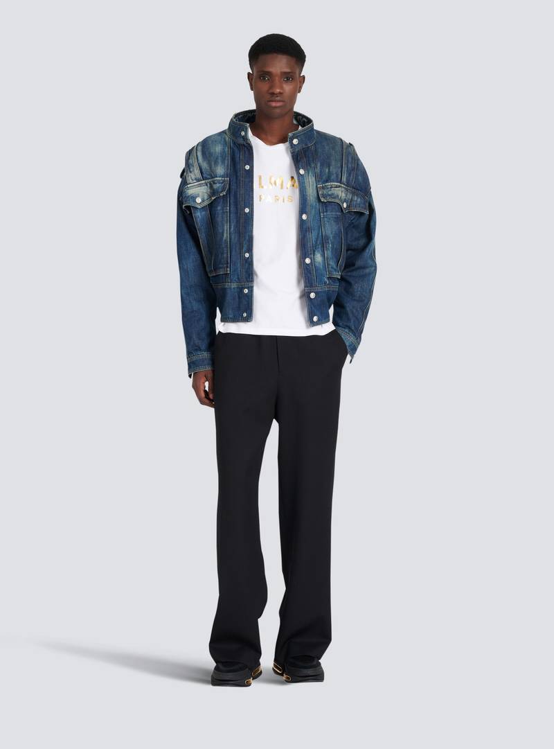 Balmain Eco-designed cotton T-shirt with Balmain Paris logo print outlook