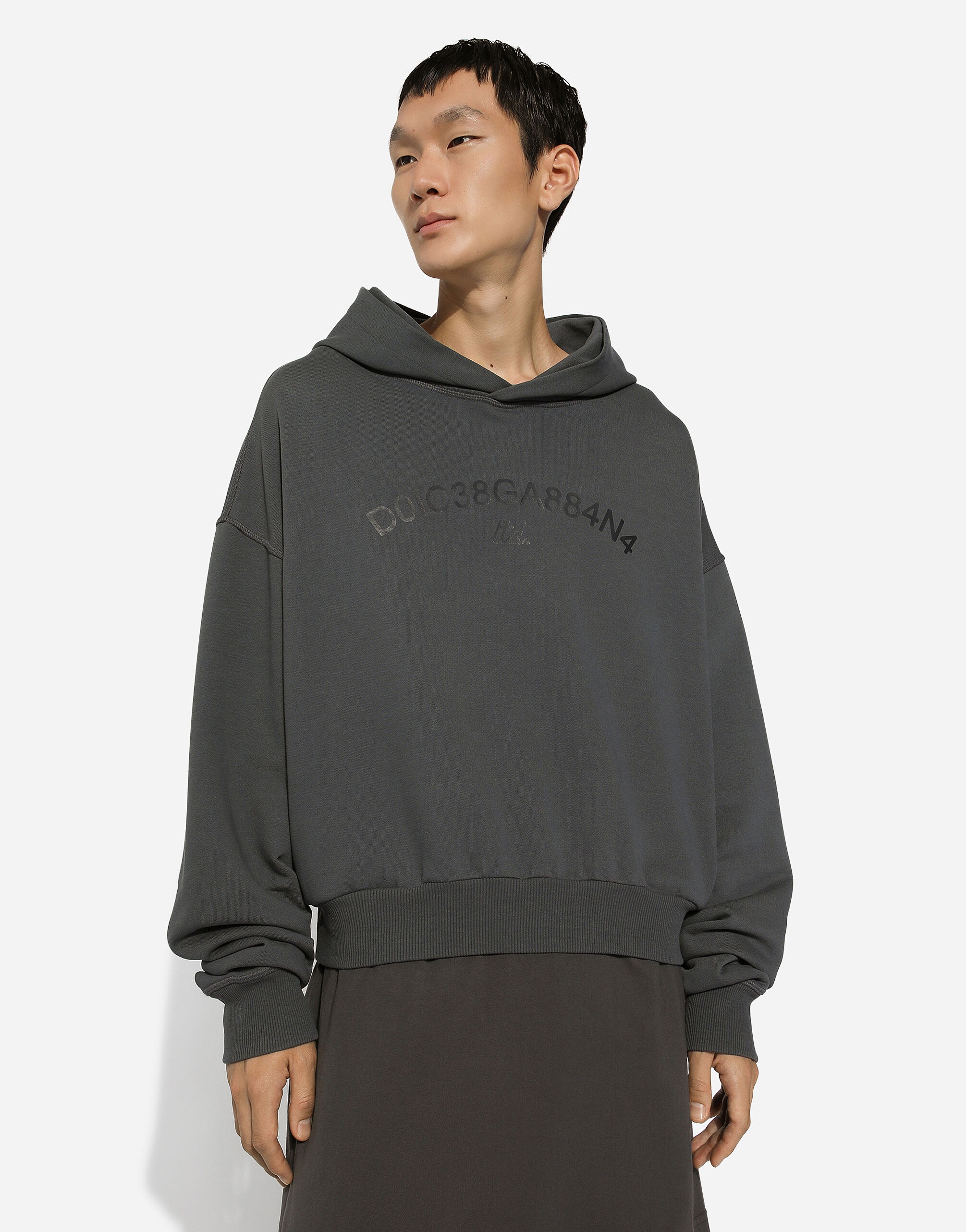 Cropped hoodie with Dolce&Gabbana logo - 4