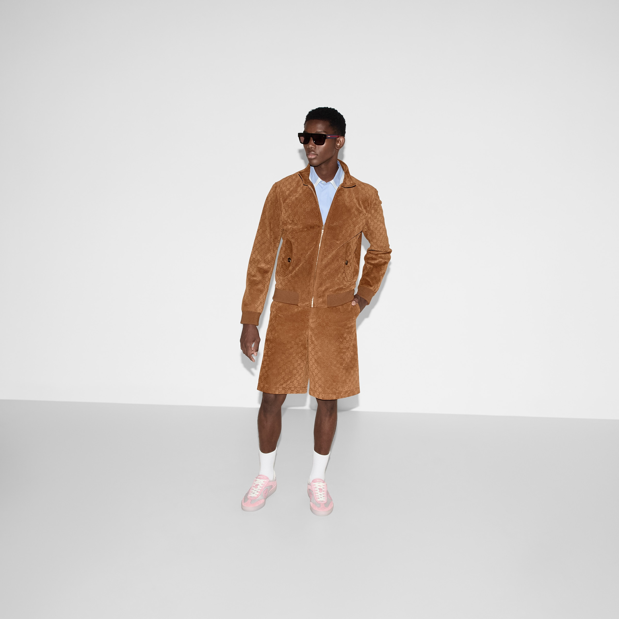 Embossed GG suede bomber jacket - 6