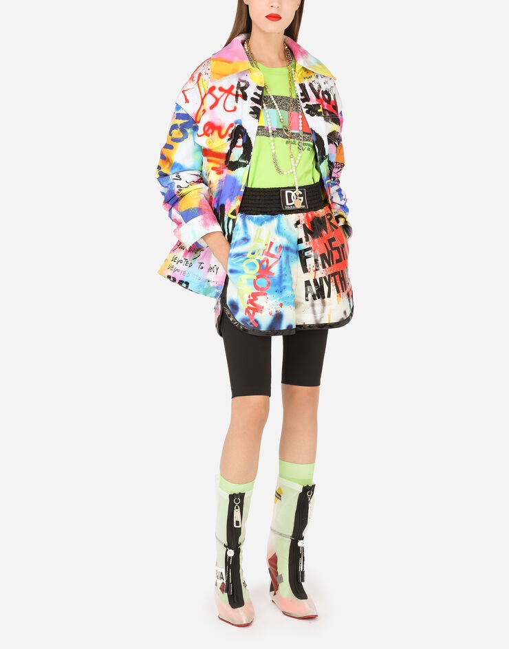 Nylon jacket with multi-colored graffiti print - 8