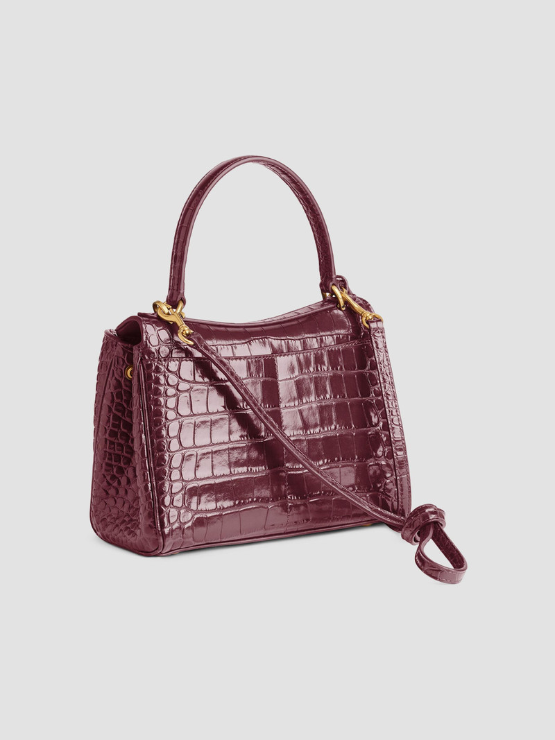 Women's Rodeo Mini Top Handle Bag Crocodile Embossed - Dark Burgundy 6