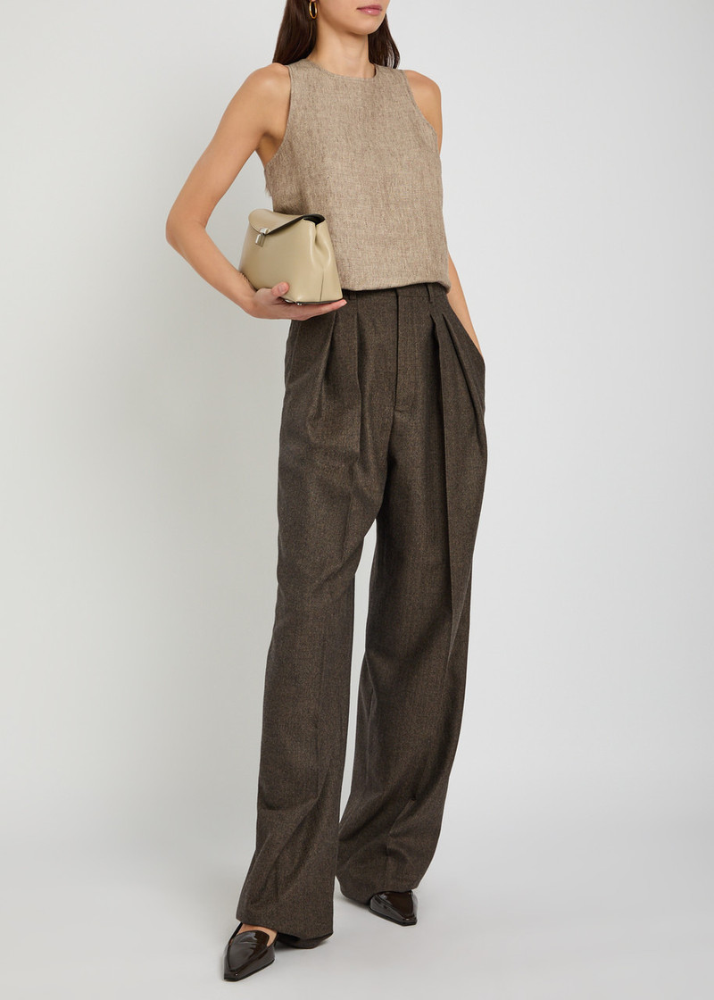 Emporio Armani Faux Leather Panel Linen top 4
