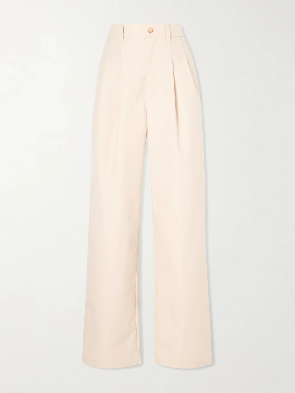Pleated Cotton-blend Wide-leg Pants - 1