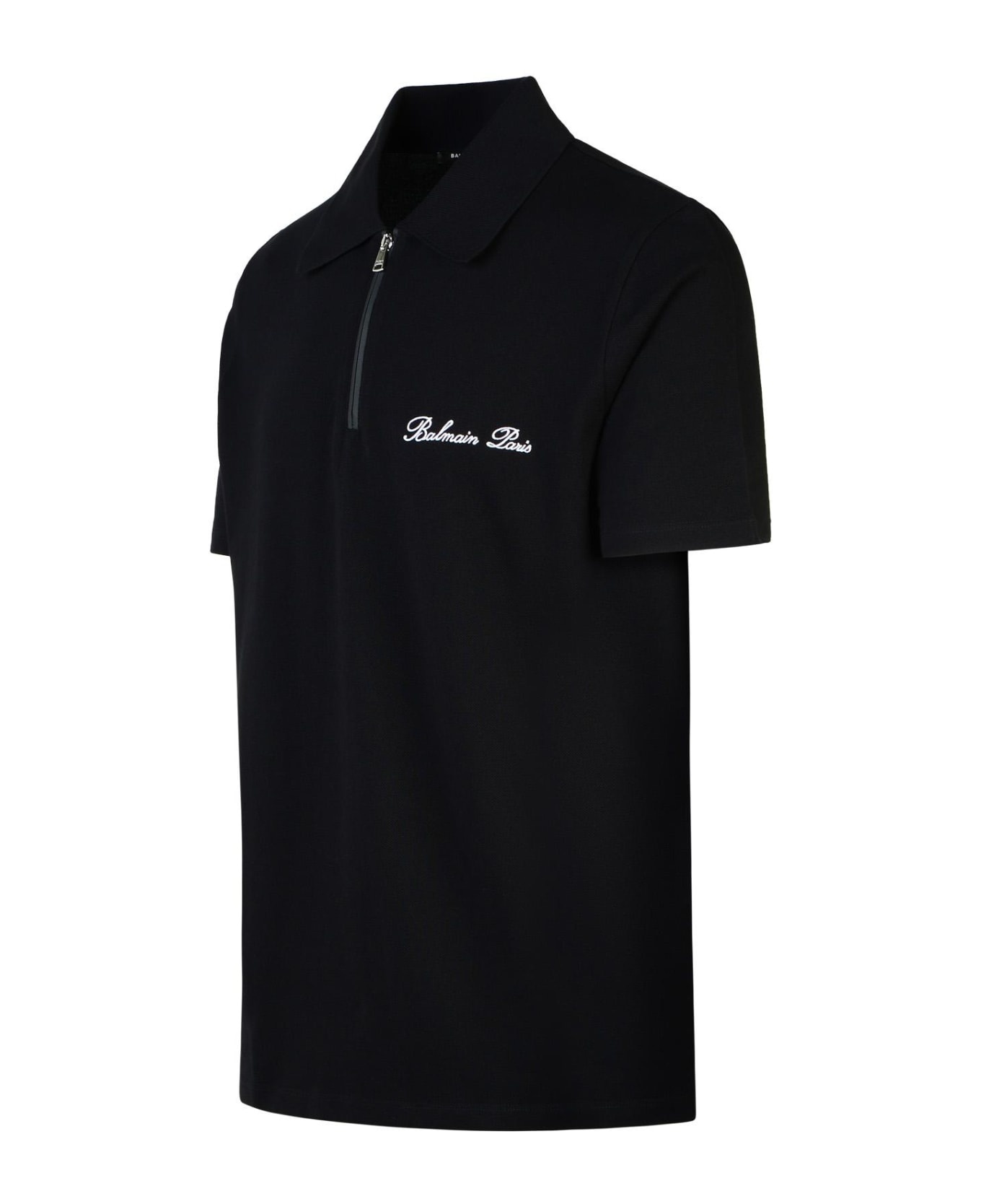 'signature' Black Cotton Polo Shirt - 2