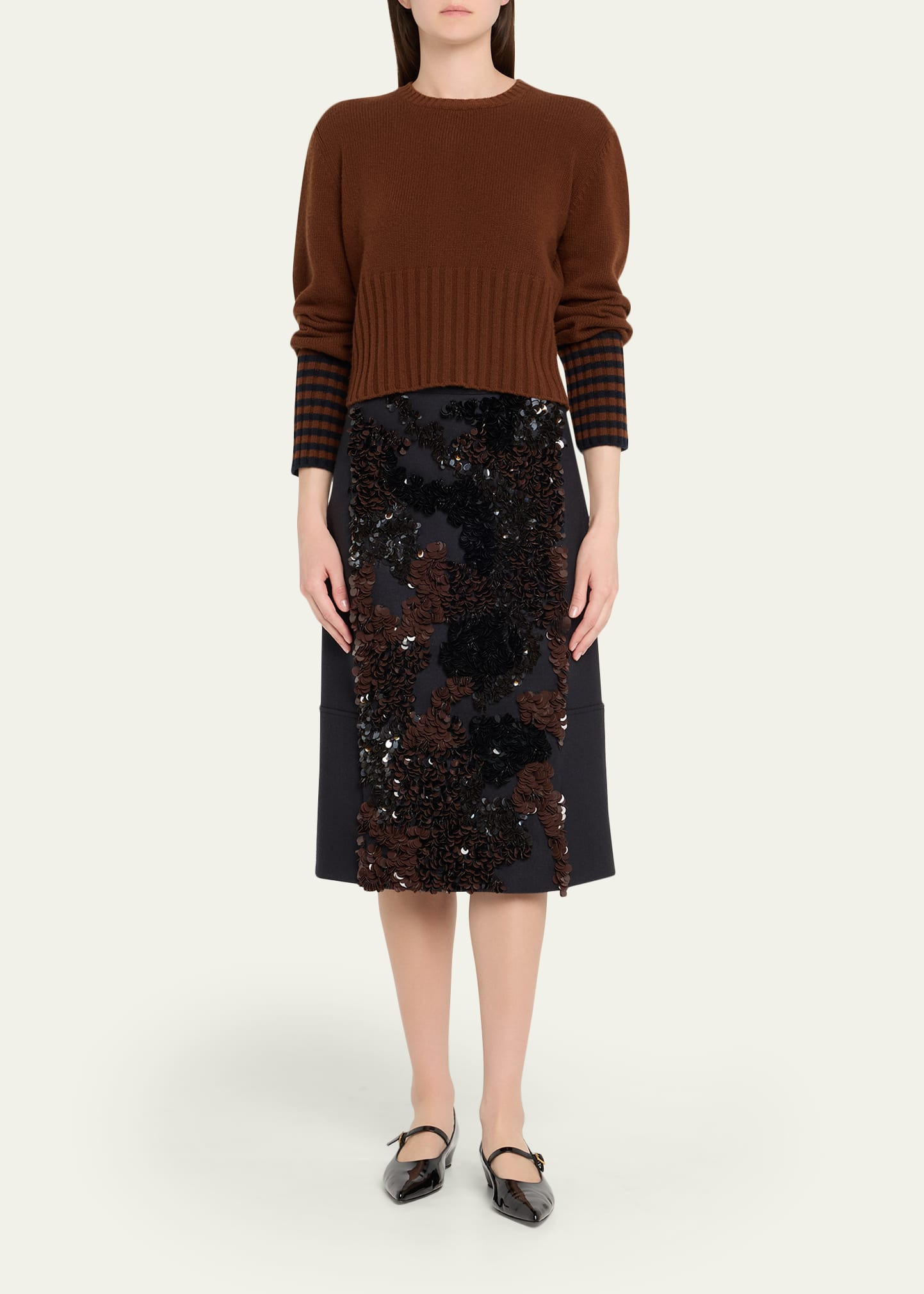 Sequined Wool Midi Skirt - 2