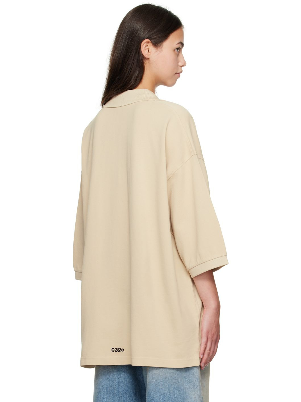 Beige Fainting Cross Oversized Polo - 3