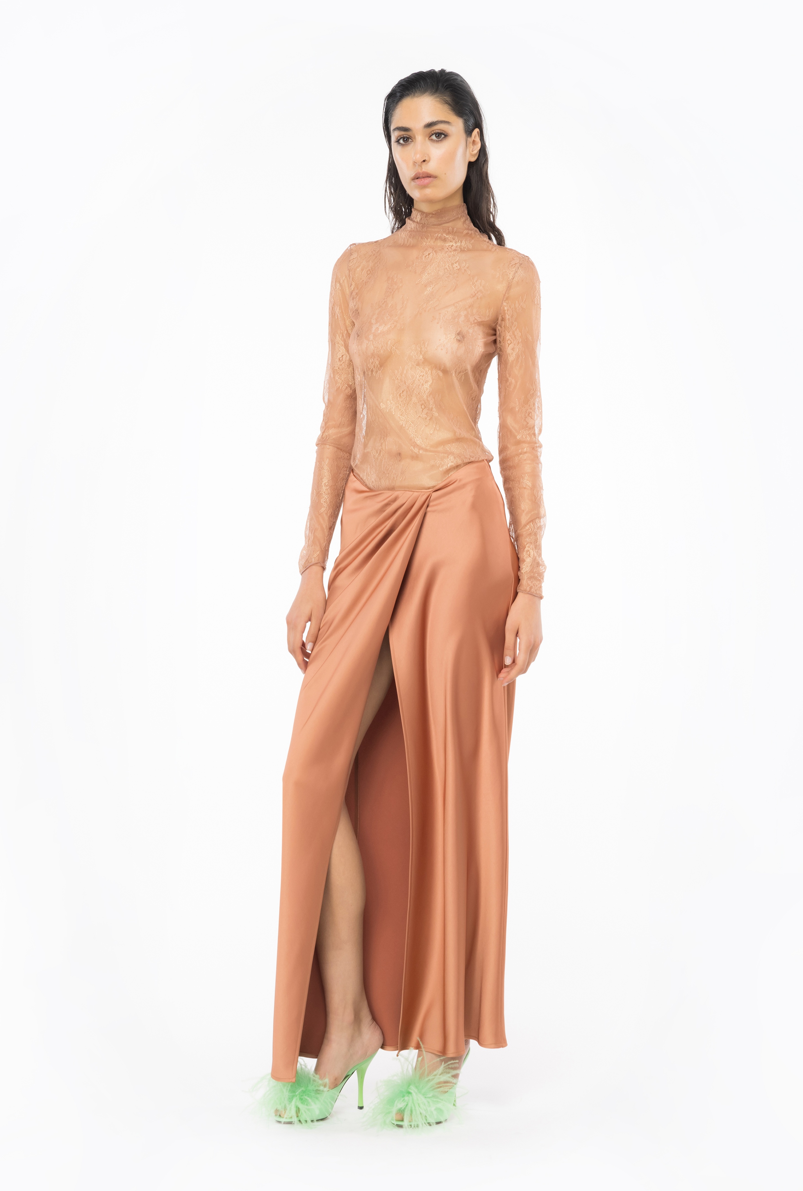 ELEGANT HAMMERED SATIN SKIRT - 3