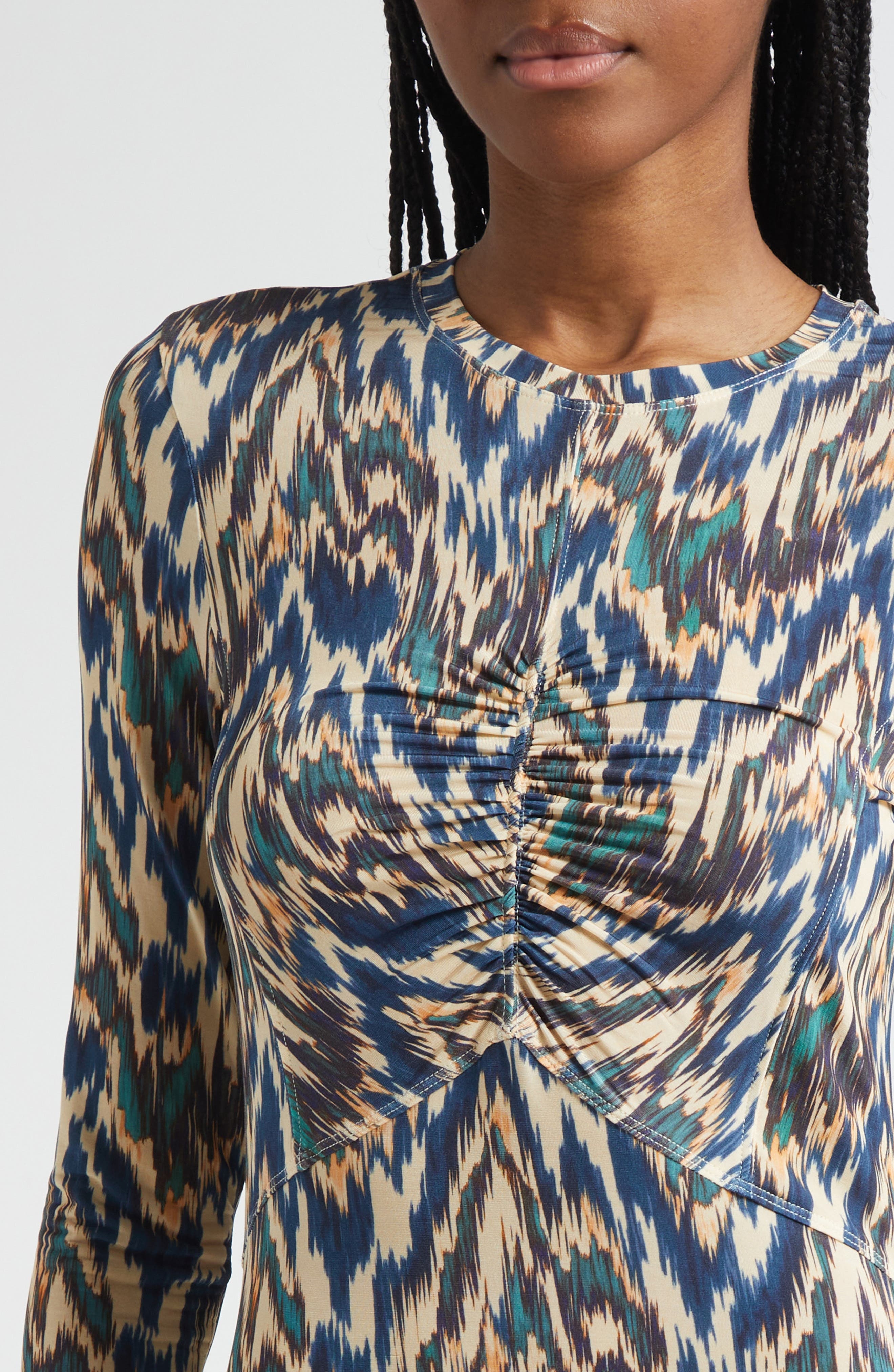 Ulla Johnson Naia Long Sleeve Ruched Maxi Dress in Riverslate at Nordstrom - 4