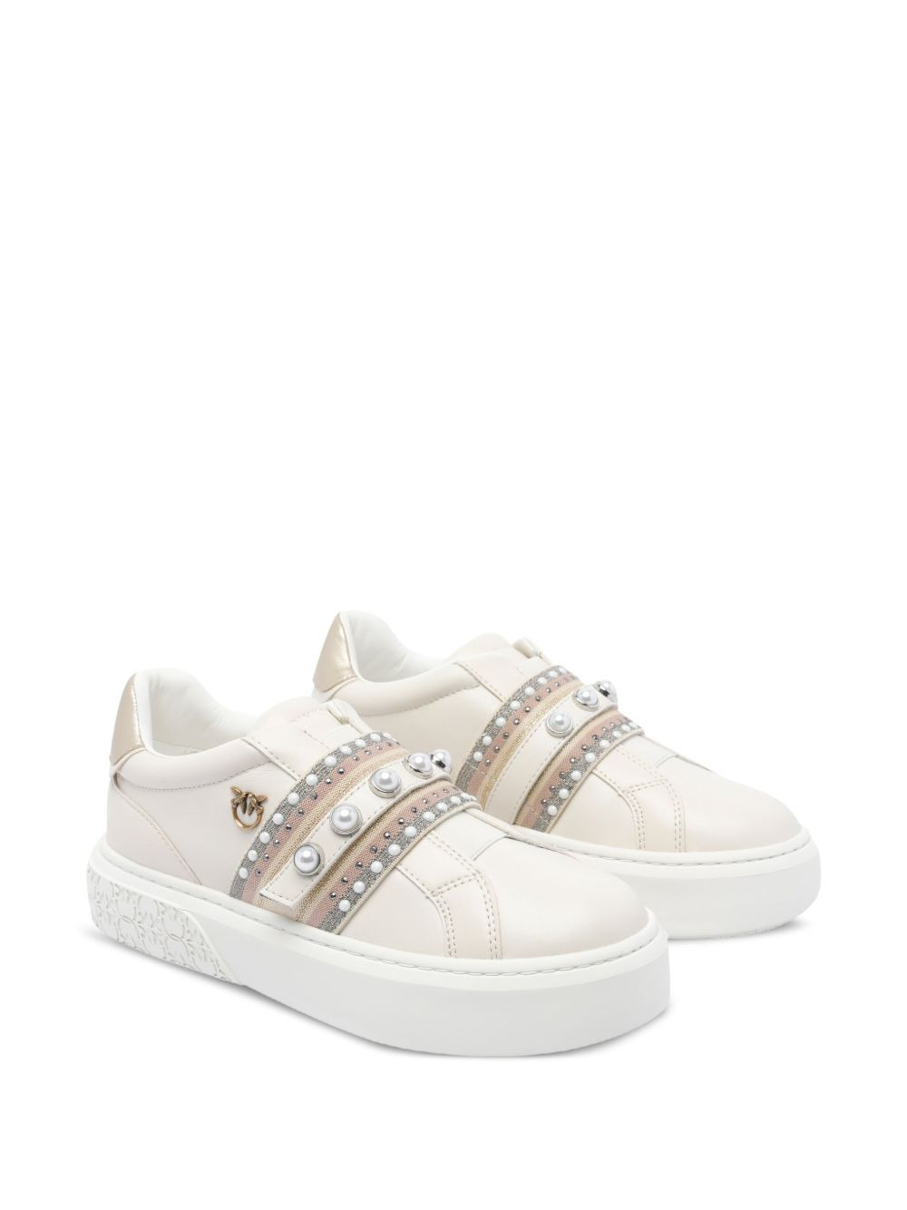 pearl-embellished platform sneakers - 3