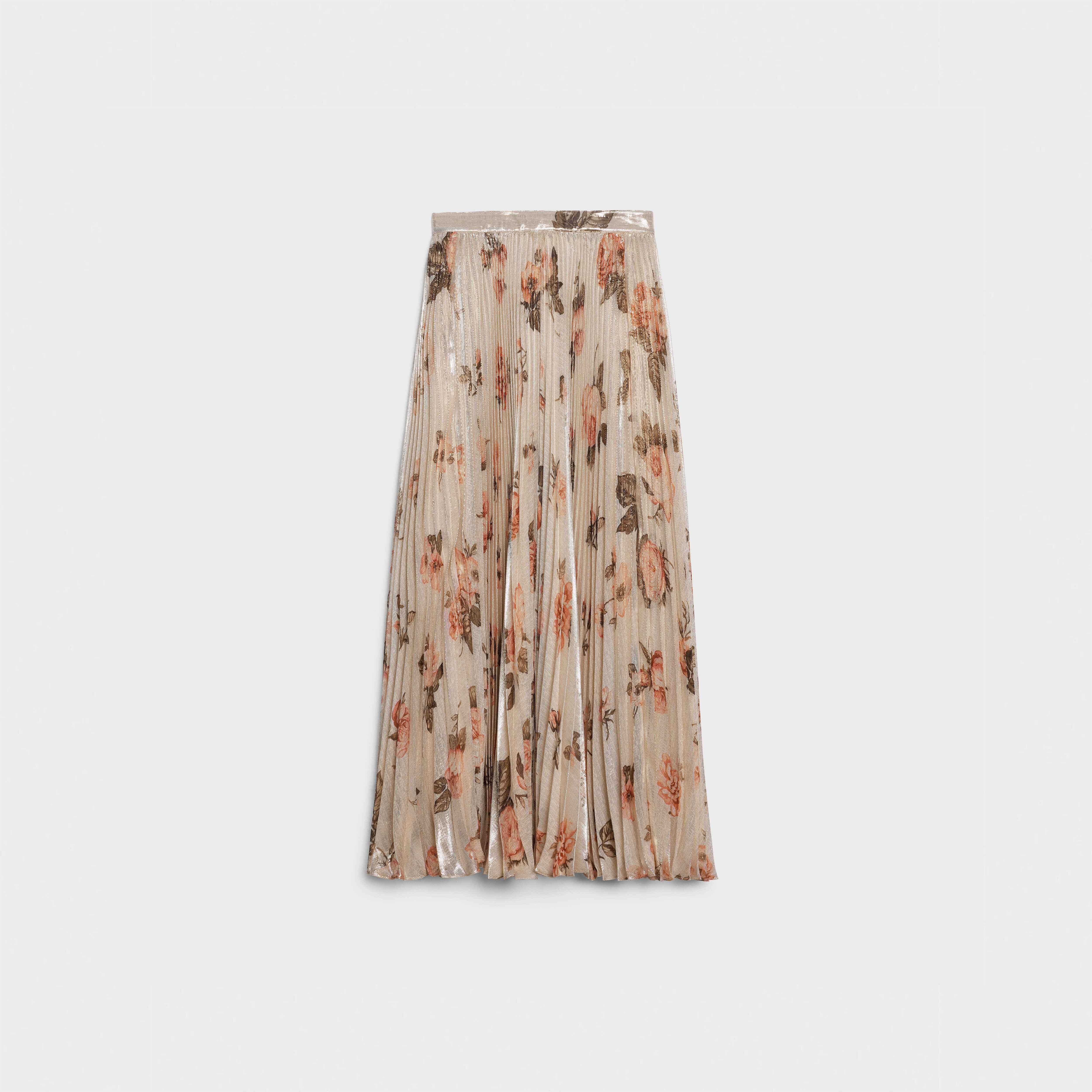 SUN-PLEATED SKIRT IN SILK LAMÉ - 1