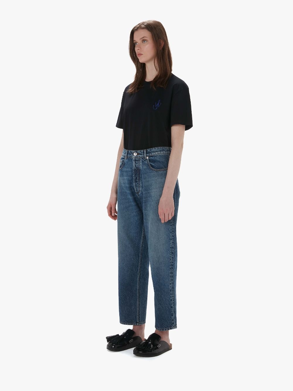 CROPPED STRAIGHT LEG DENIM JEANS - 4