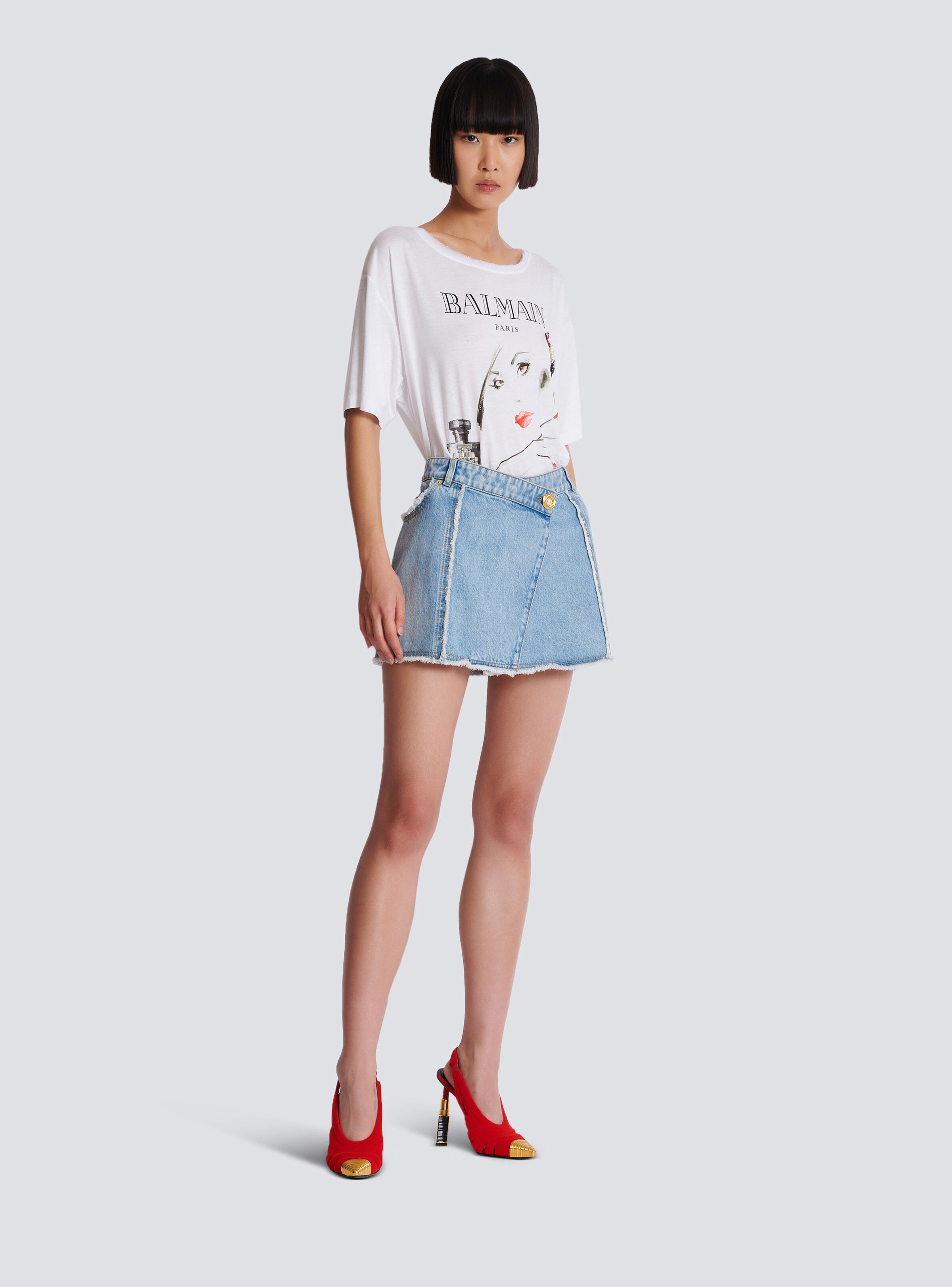 Asymmetric denim skirt - 3