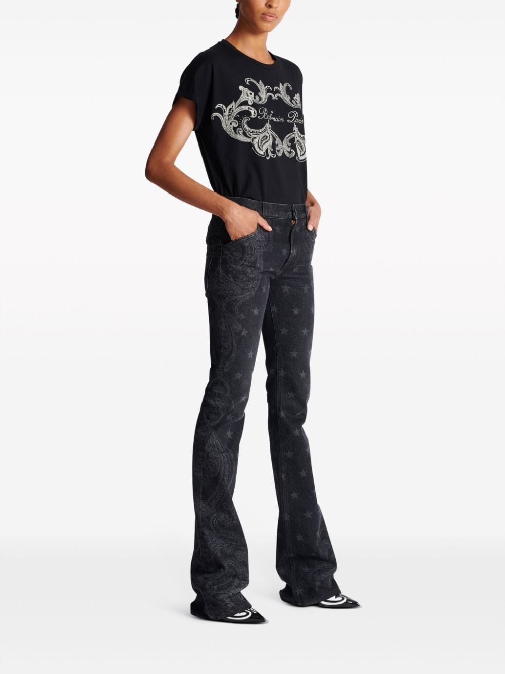 star-print bootcut mid-rise jeans - 3