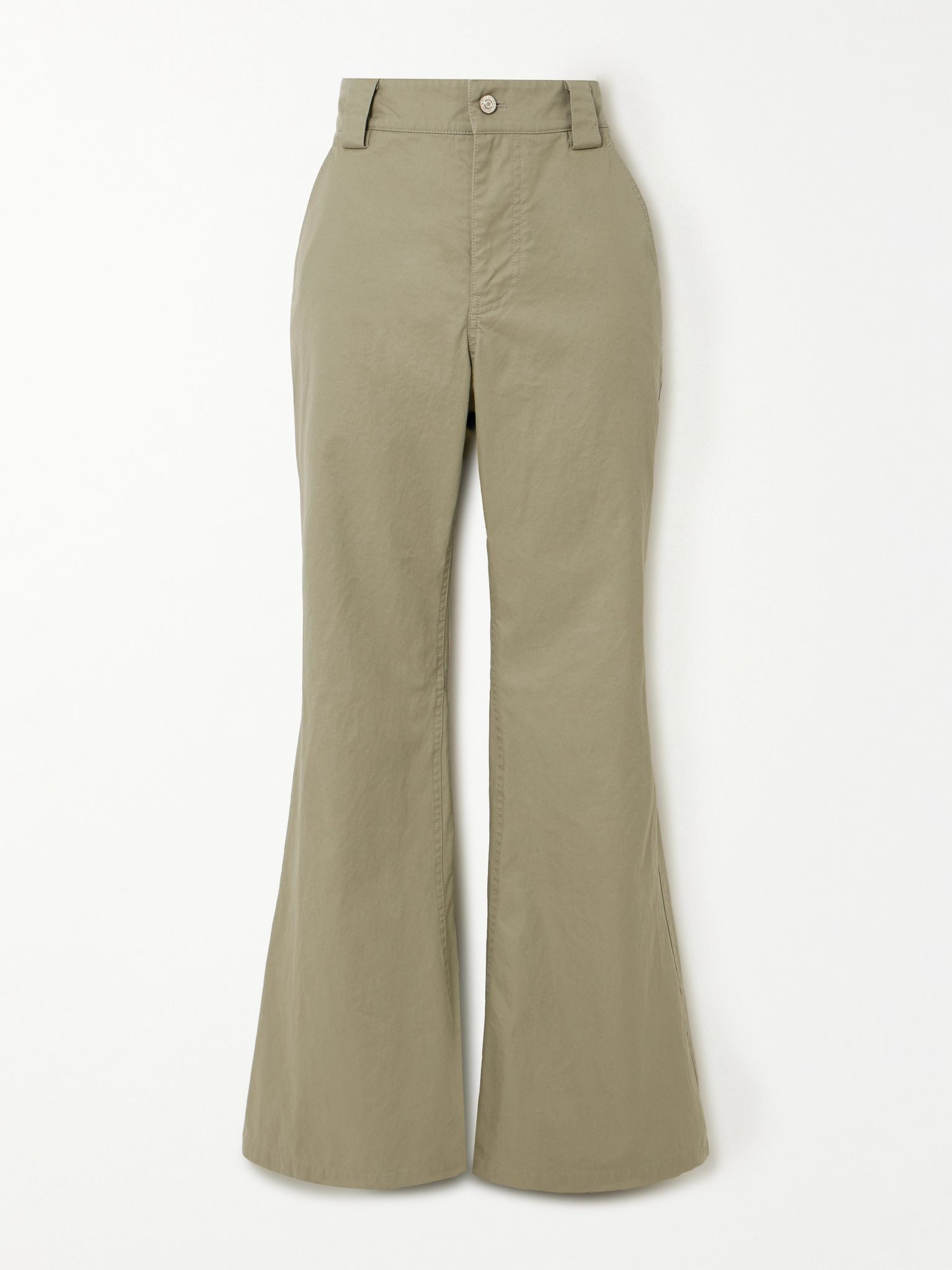 Slim-fit flared organic cotton pants Gray green - 1
