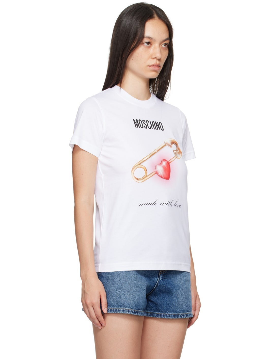 White Heart Safety Pin T-Shirt - 2