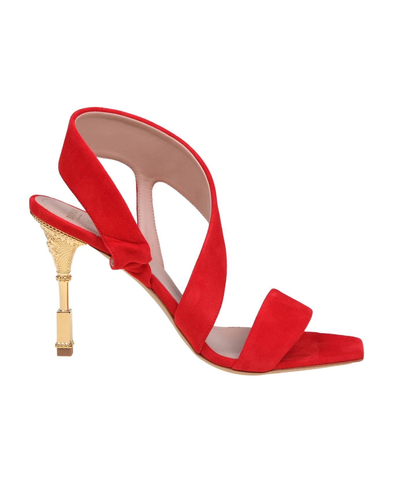 Balmain Red Suede Coin Sandal - 1