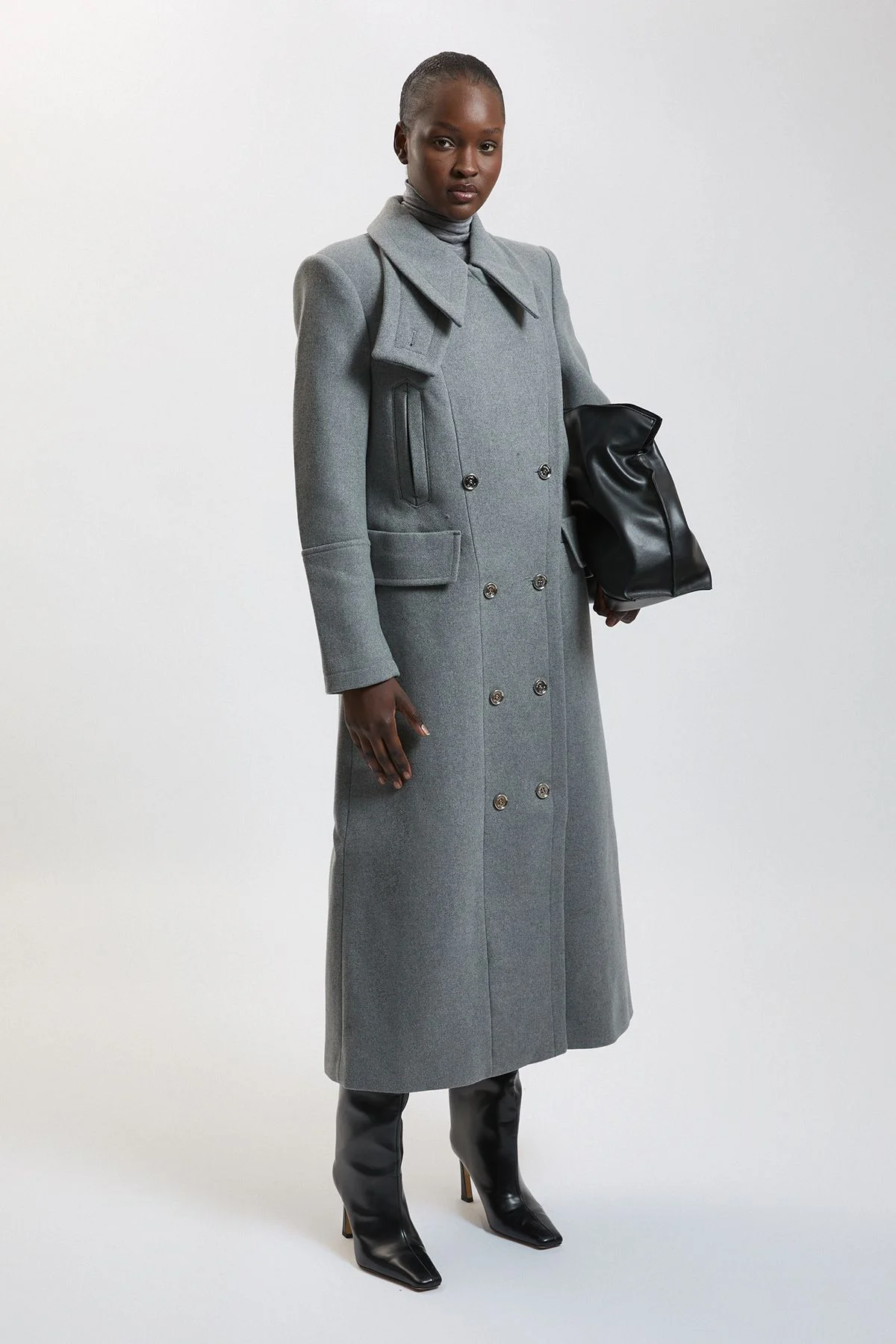 Wool Military Details Tailored Maxi Coat - 1