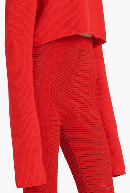 Balmain red knit leggings - JAGUAR LUXURY FASHION