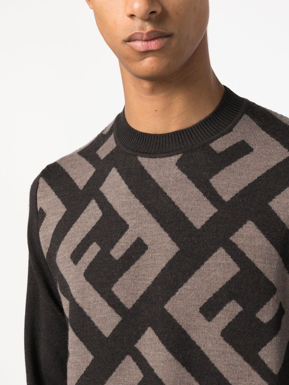 monogram-pattern wool jumper - 5