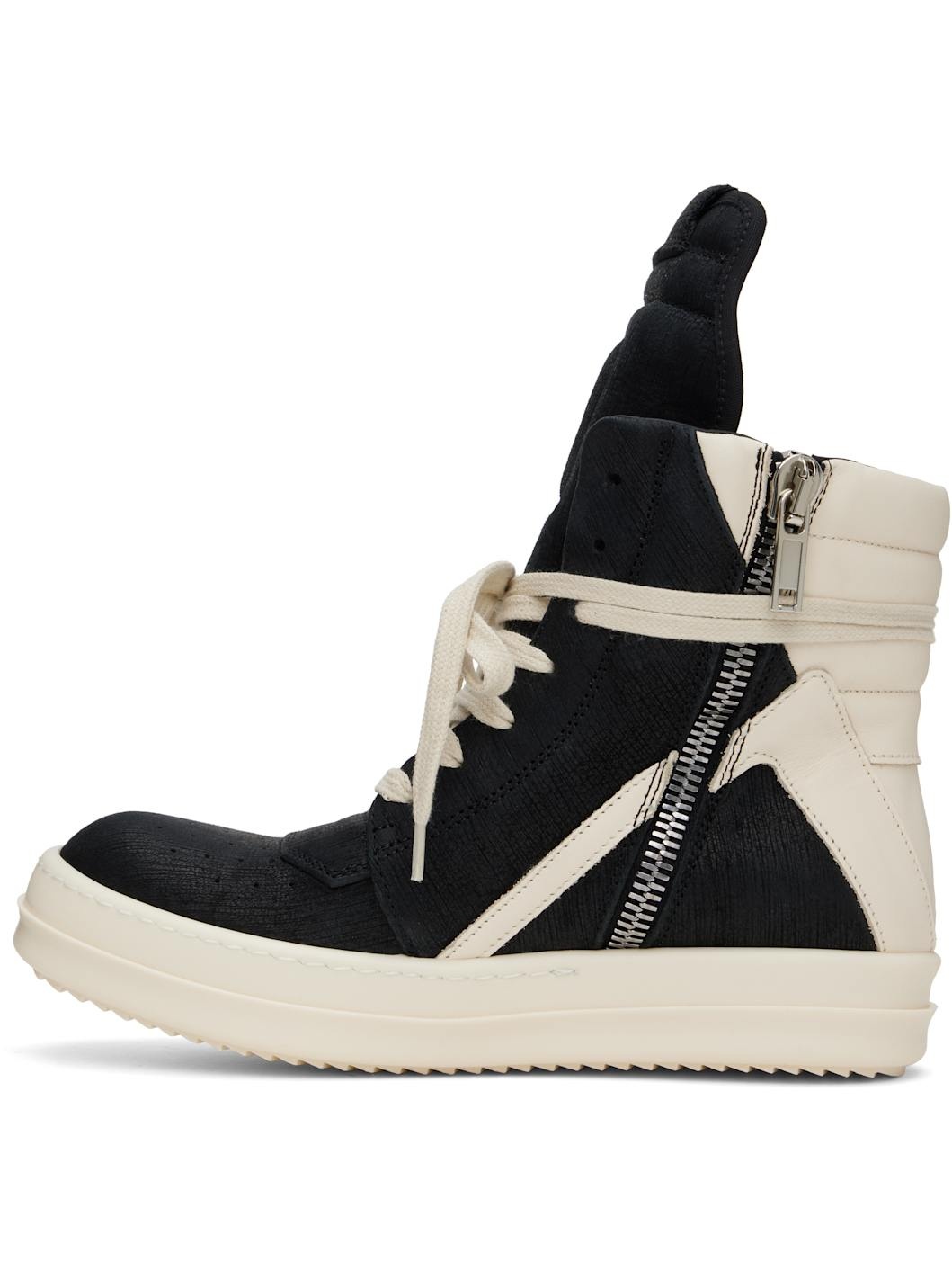 【Rick Owens】ブラック＆オフホワイト Hollywood Geobasket Rick Owens Black & Off-White Hollywood Geobasket Sneakers