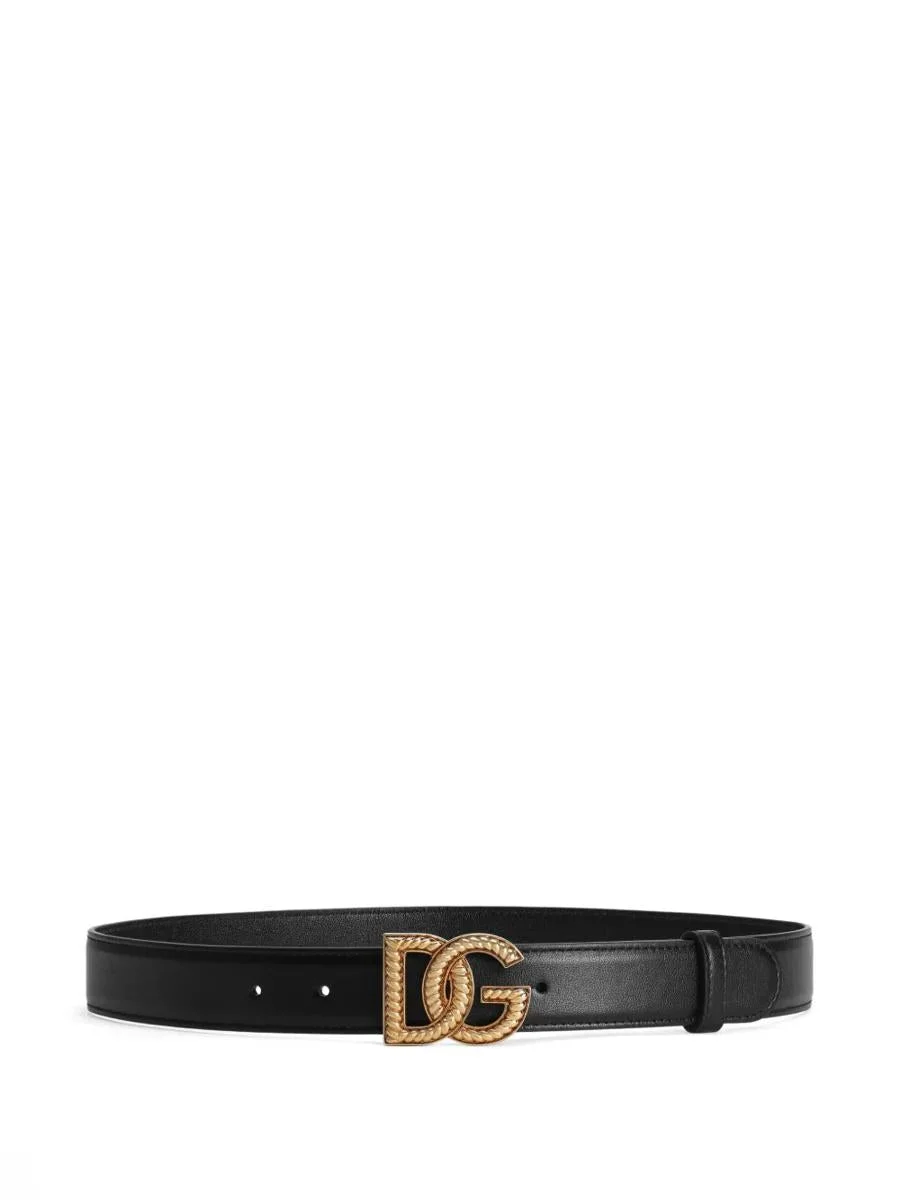 Dolce & Gabbana Leather Belt With Logo Plaque - 1