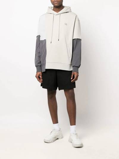 FENG CHEN WANG logo-embroidered panelled hoodie outlook