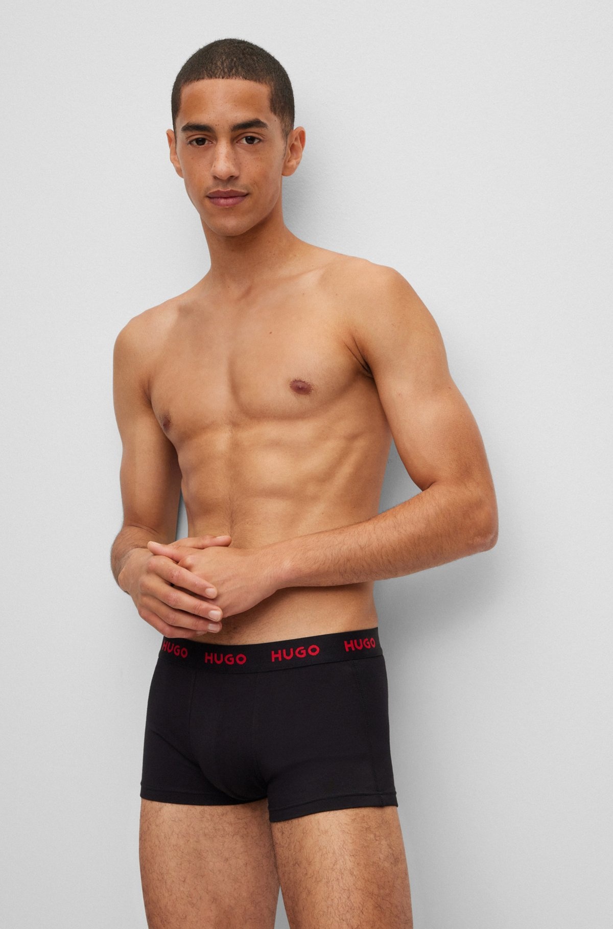 TRIPLE-PACK OF STRETCH-COTTON TRUNKS WITH LOGO WAISTBANDS - 6
