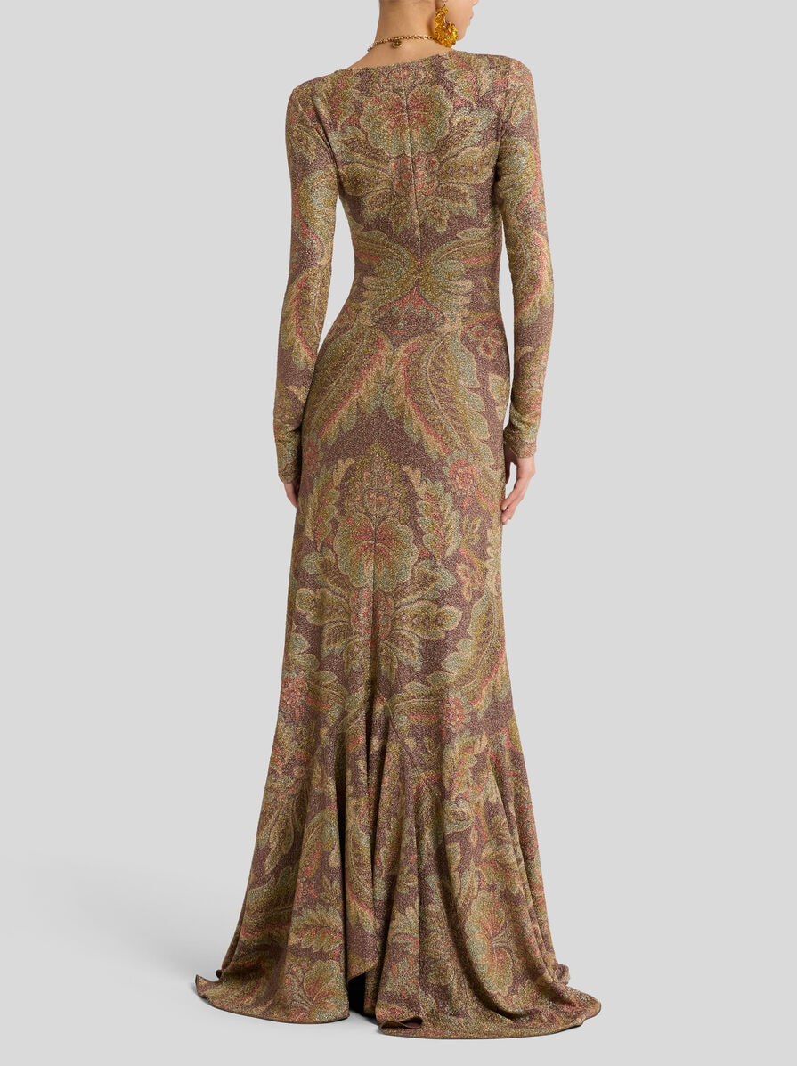 LONG JERSEY DRESS WITH FLORAL MOTIF - 4