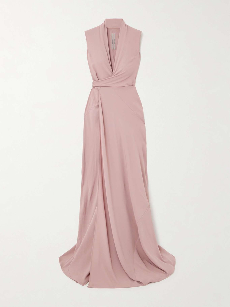 Draped crepe de chine wrap gown 1