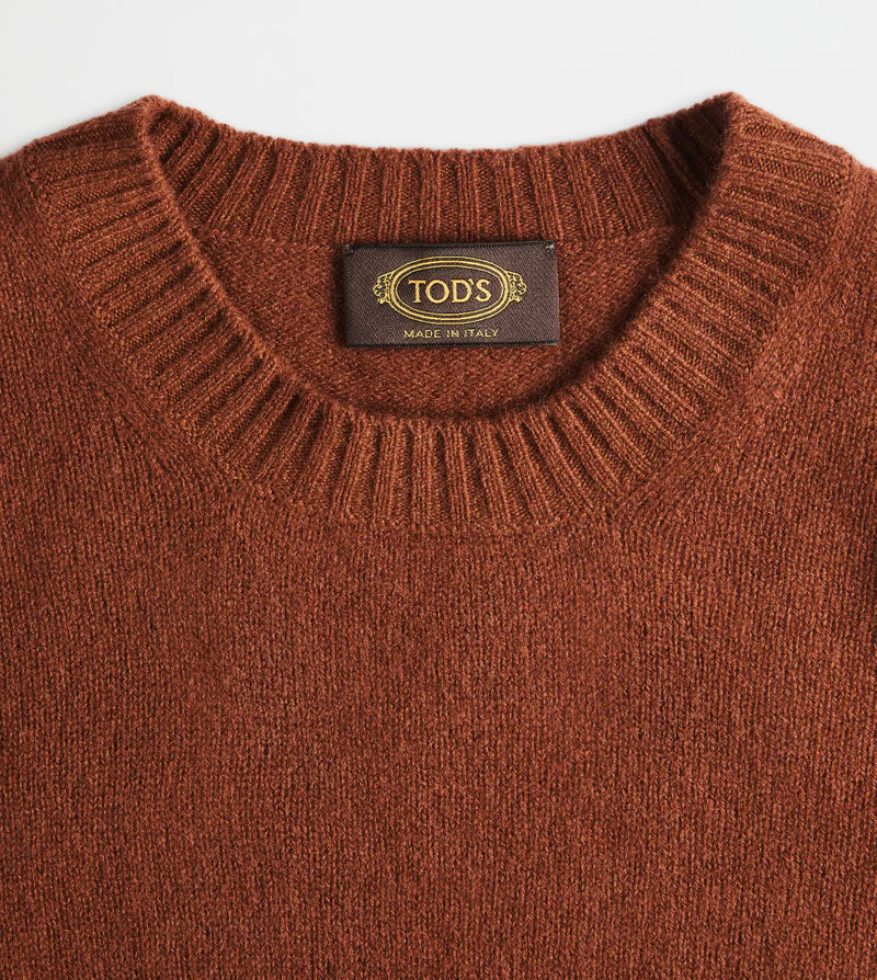 CASHMERE BLEND ROUND-NECK JUMPER - ORANGE 6