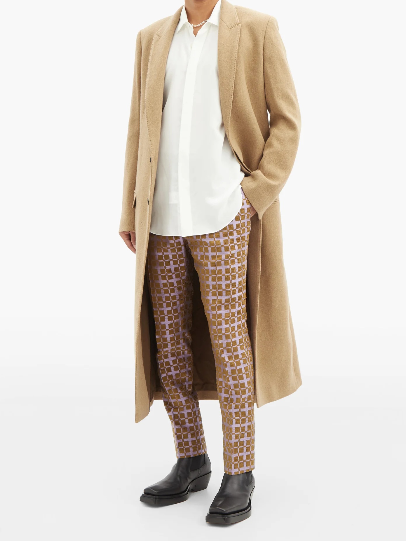 Checked-jacquard trousers - 2