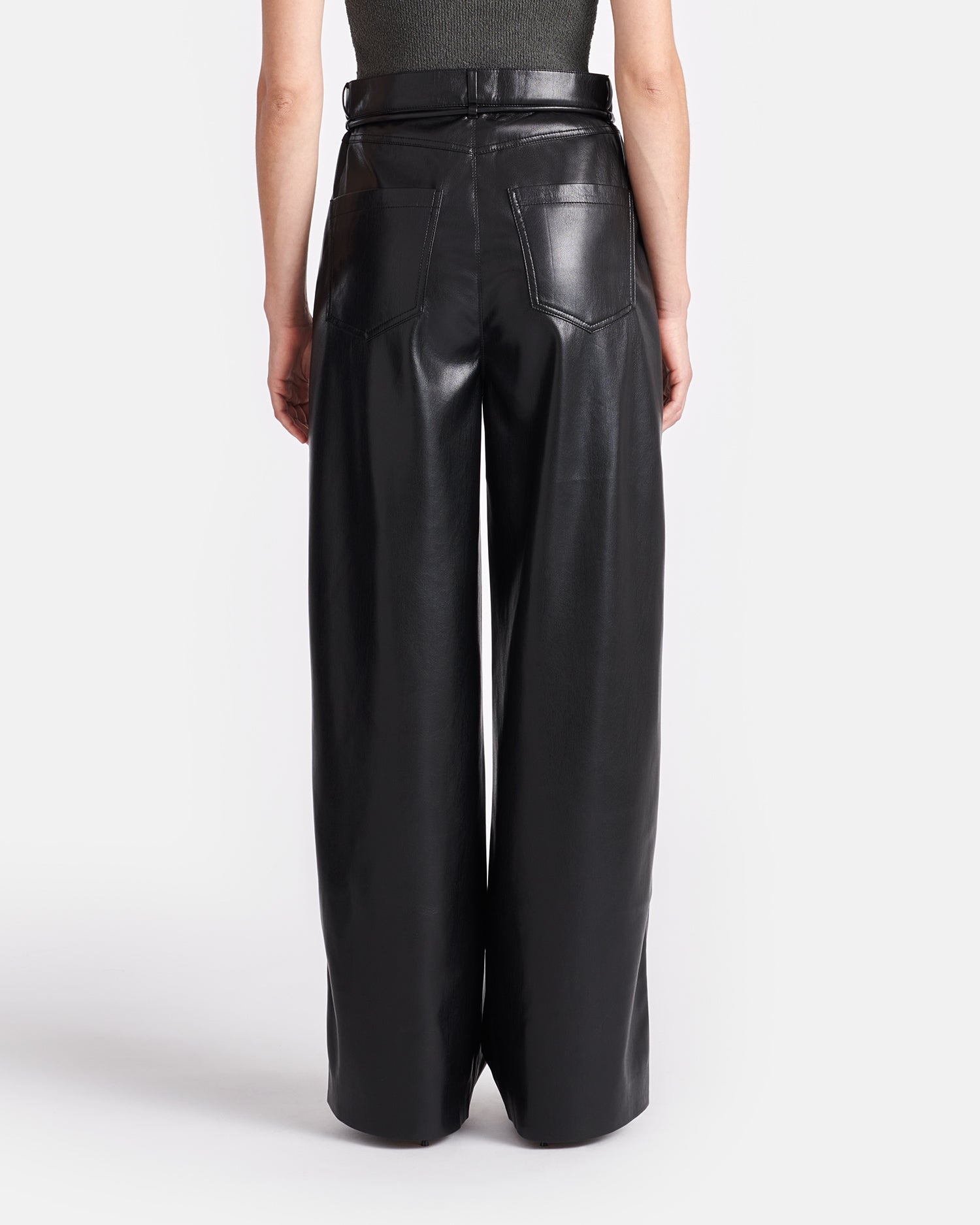 Belted Okobor™ Alt-Leather Pants - 4