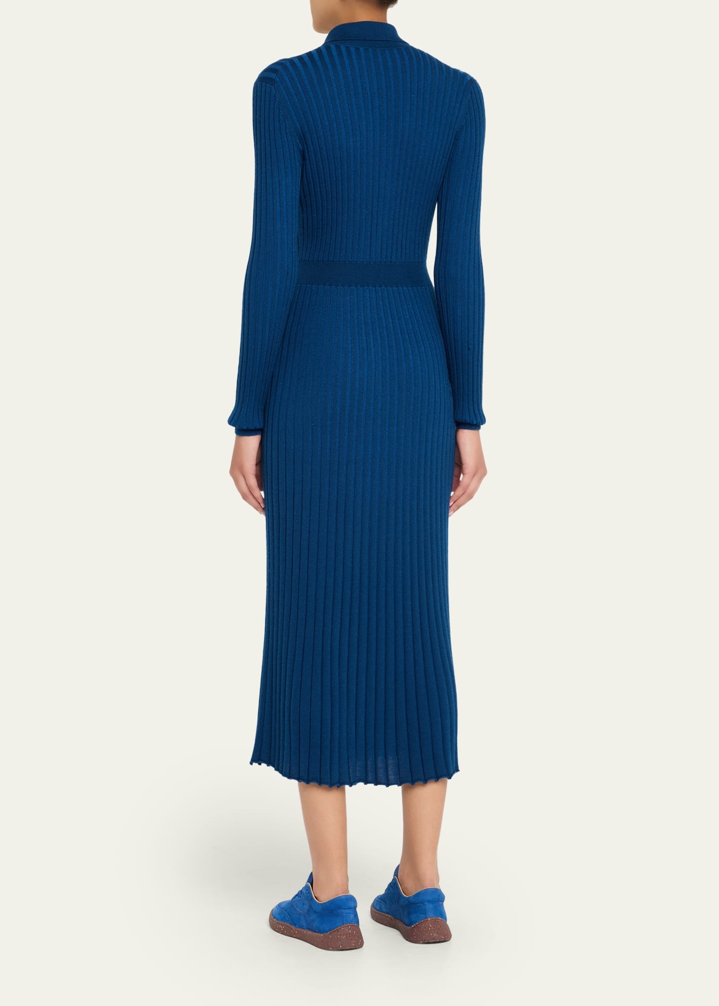 Ardor Cashmere Pleated Knit Midi Polo Dress - 3