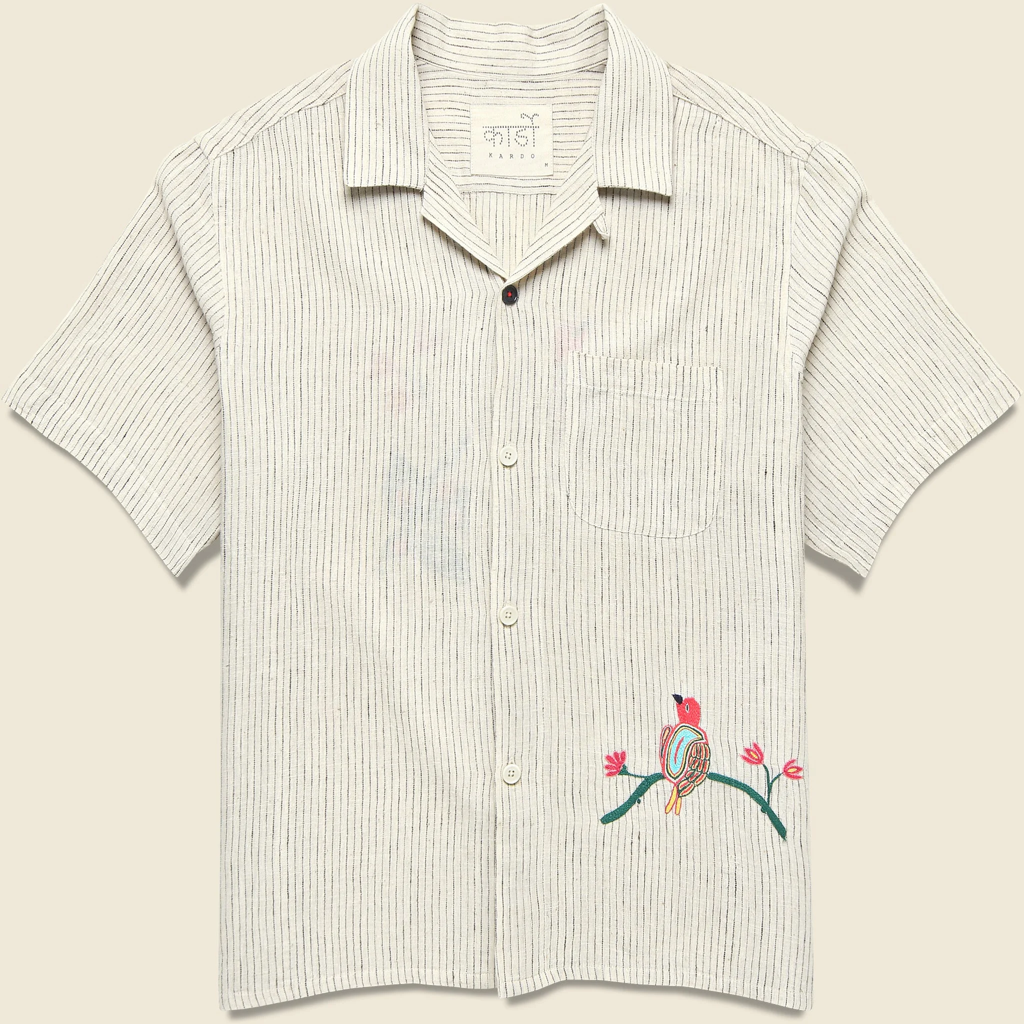 Embroidered Bird Shirt - Natural - 1