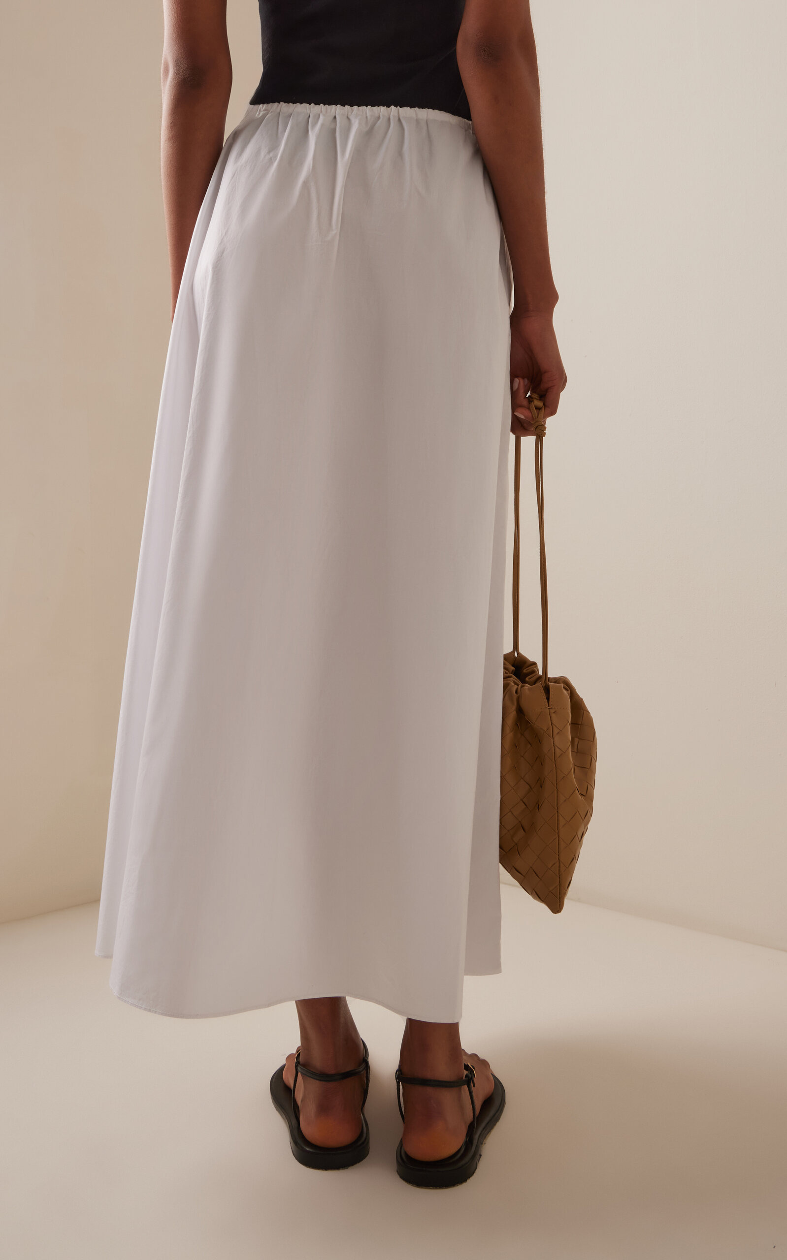 Drawcord Organic Cotton Maxi Skirt white - 4