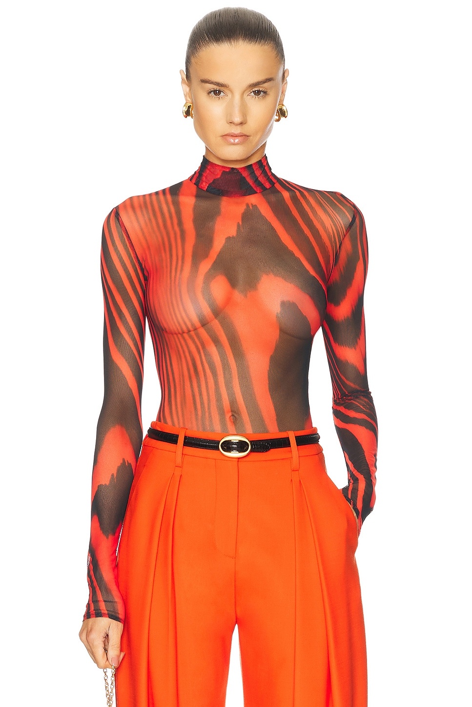 Printed Mesh Bodysuit - 1
