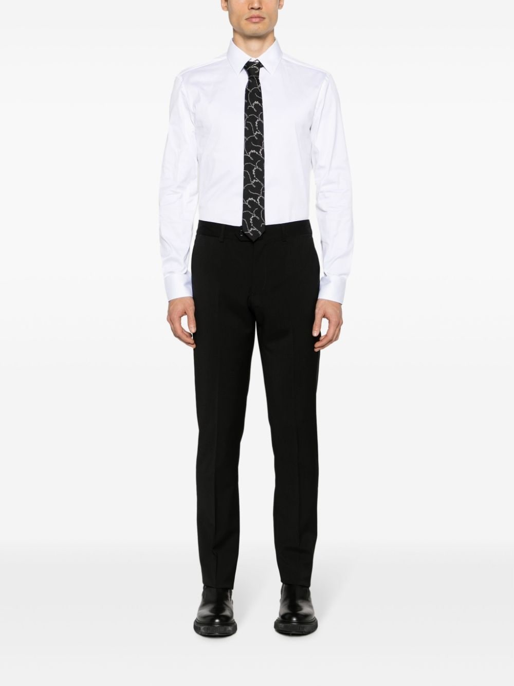 virgin-wool mid-rise tapered trousers - 2