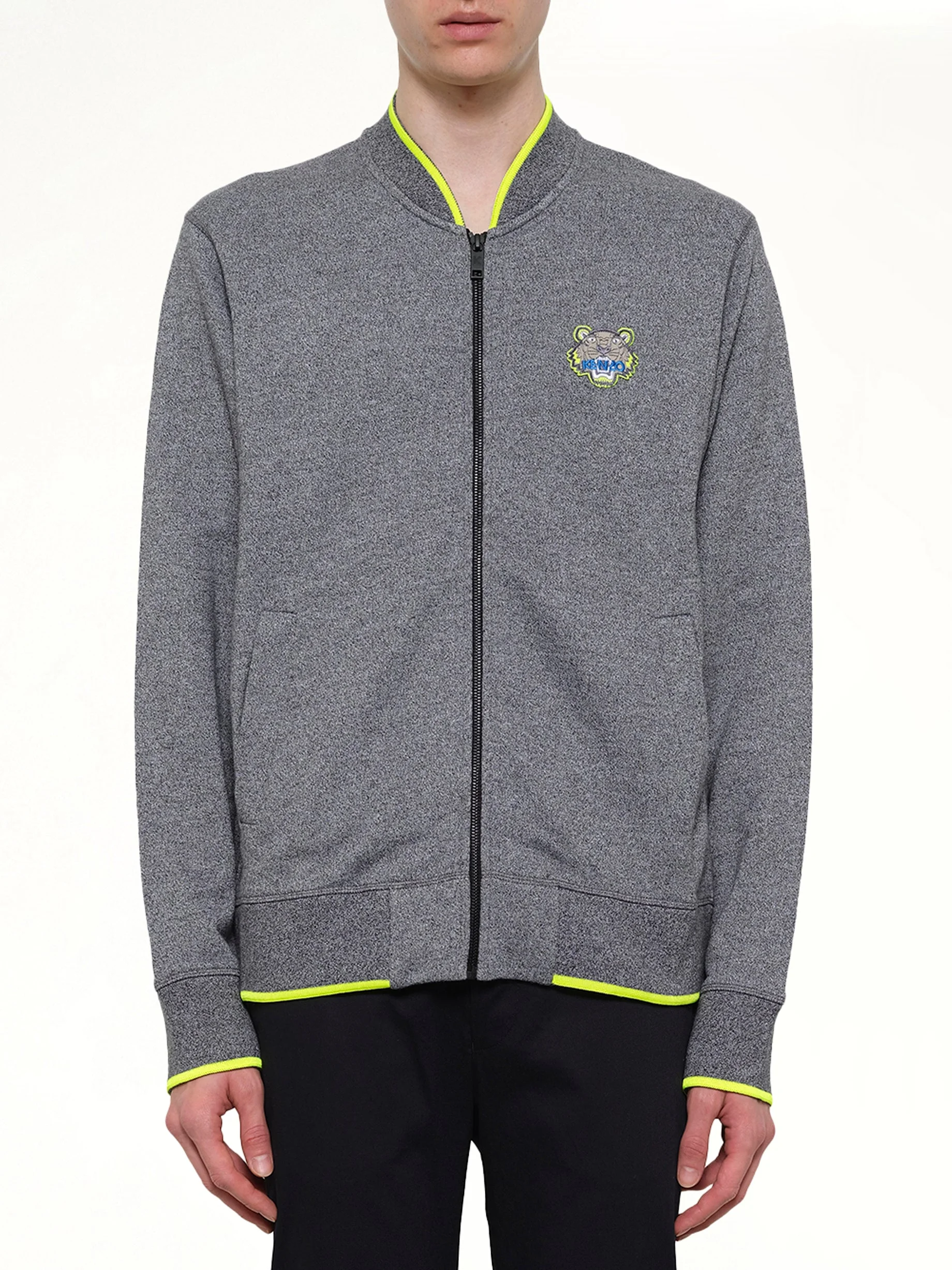 Tiger Zip Cardigan in Grey - 1