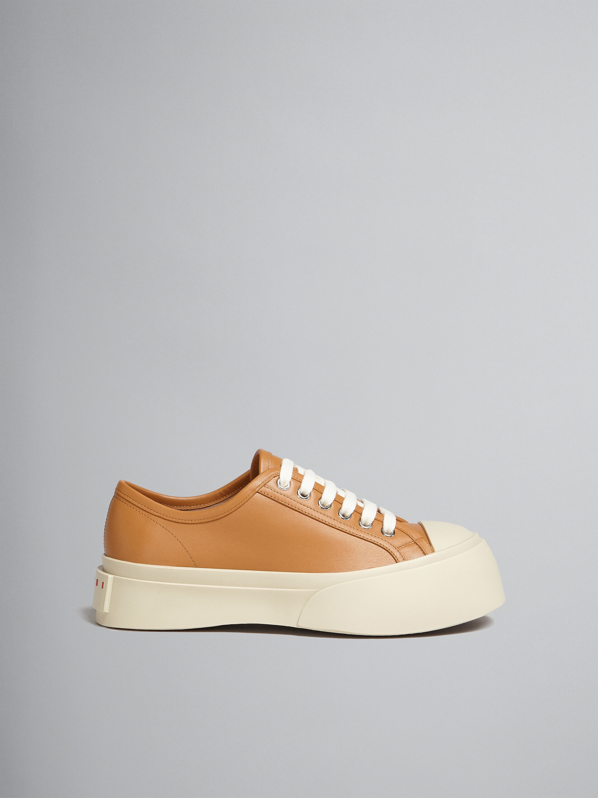 BROWN NAPPA LEATHER PABLO LACE-UP SNEAKER - 1