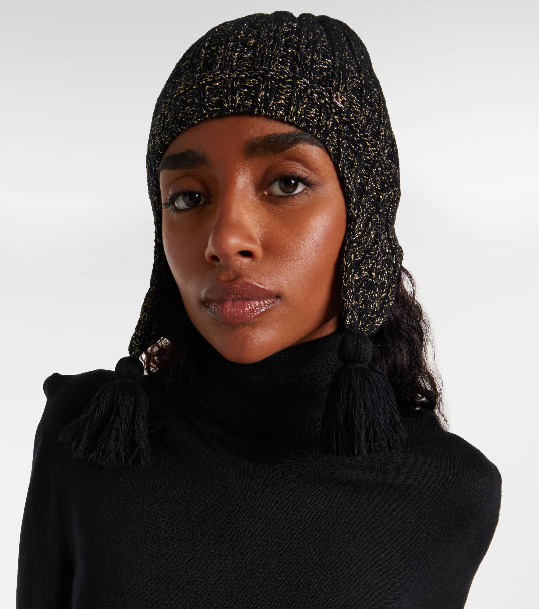 VLogo fringed Lurex® beanie - 2