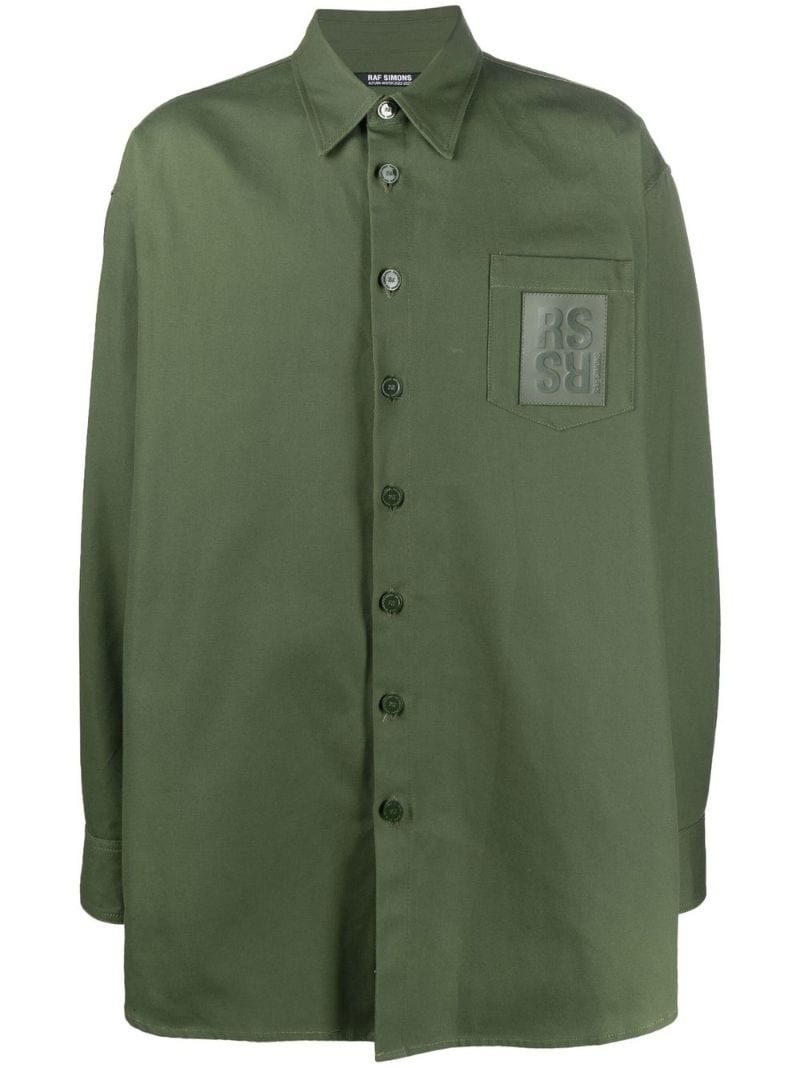 Oversized logo-patch cotton shirt - 1