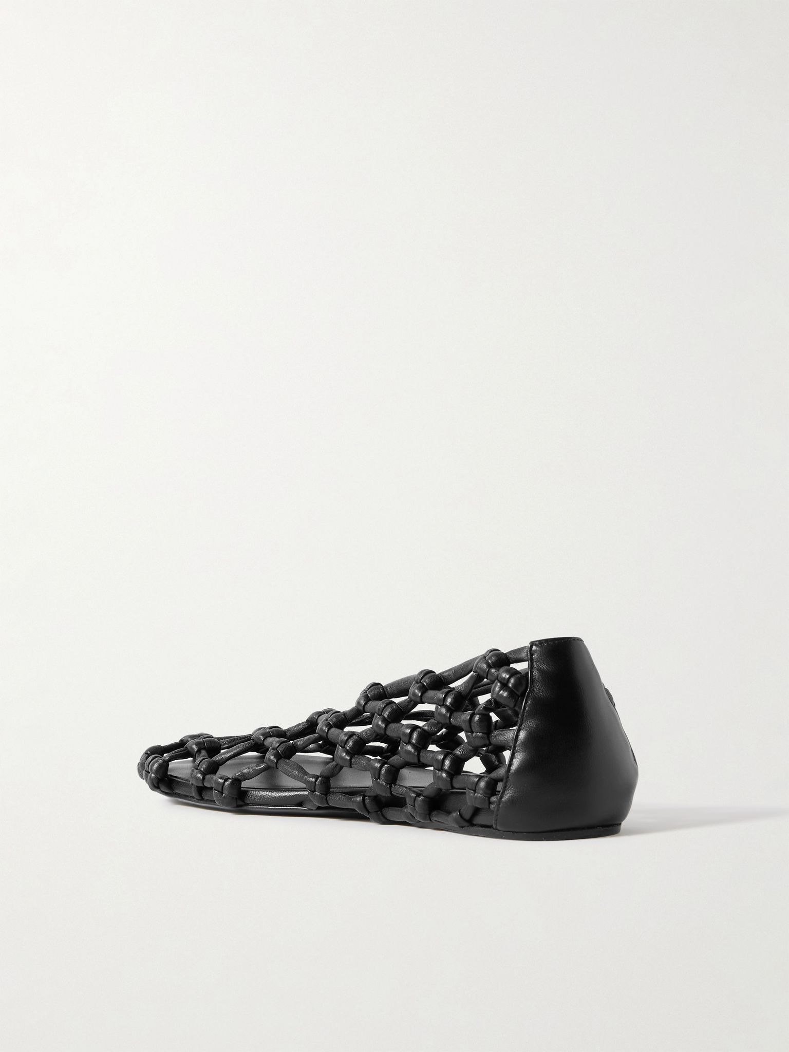 Cutout knotted leather ballet flats Black - 3