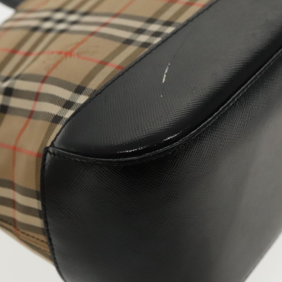 Burberry Nova Check Hand Bag Canvas Leather Beige Gold - 11