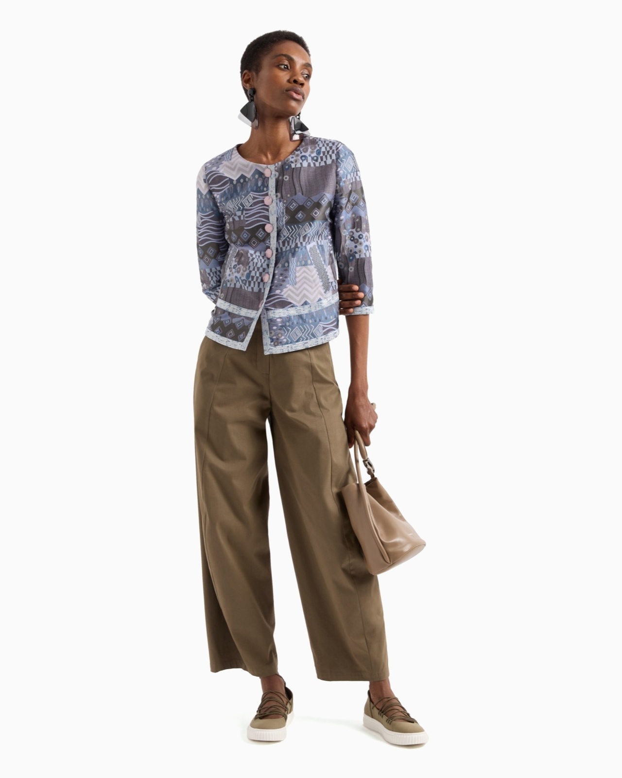 STRETCH POLISHED COTTON WIDE-LEG TROUSERS - 4
