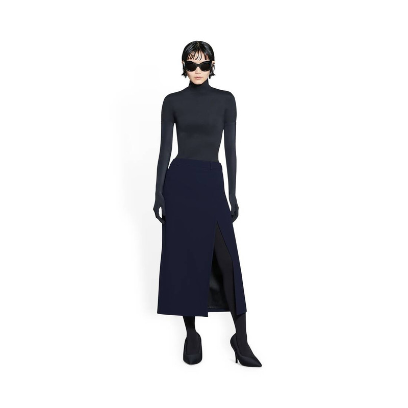 BALENCIAGA Slit Tailored Skirt in Navy Blue outlook