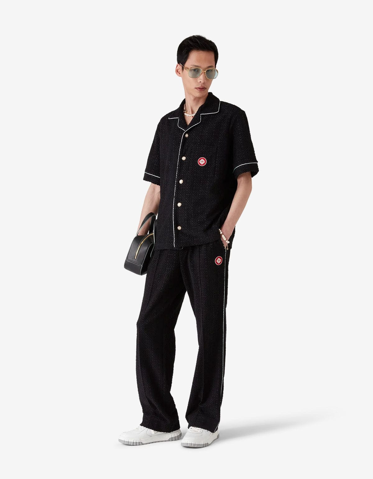 Casablanca Black Monogram Jacquard Towelling Trousers - 5