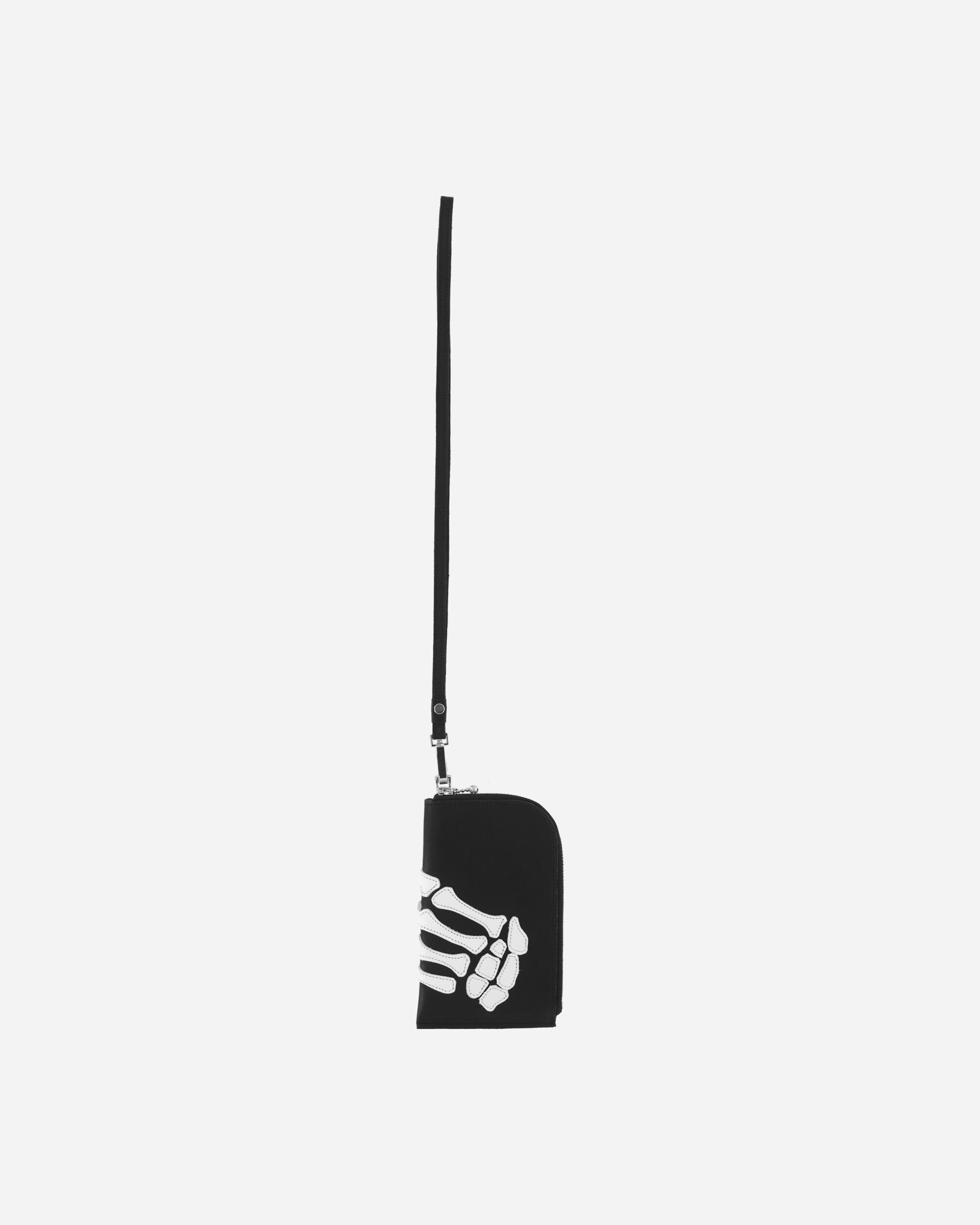 Thumb-Up Bone Hand Zip Neck Pouch Black - 3