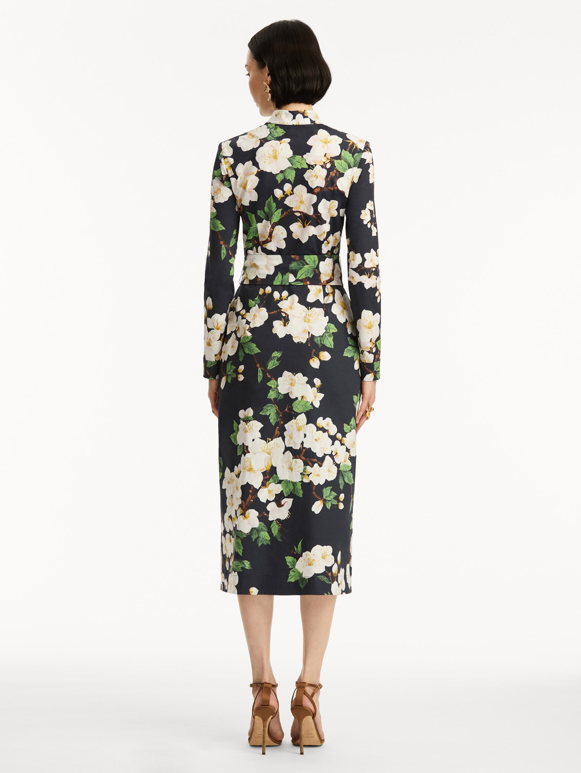 CHERRY BLOSSOM COTTON POPLIN PENCIL DRESS - 3